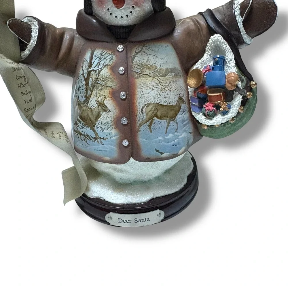 Bradford Editions 2005 Deer Santa Snowman Figurine Sixth Issue Deer FriendsA2652